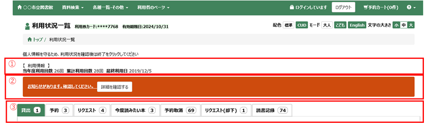 利用者のページの見方